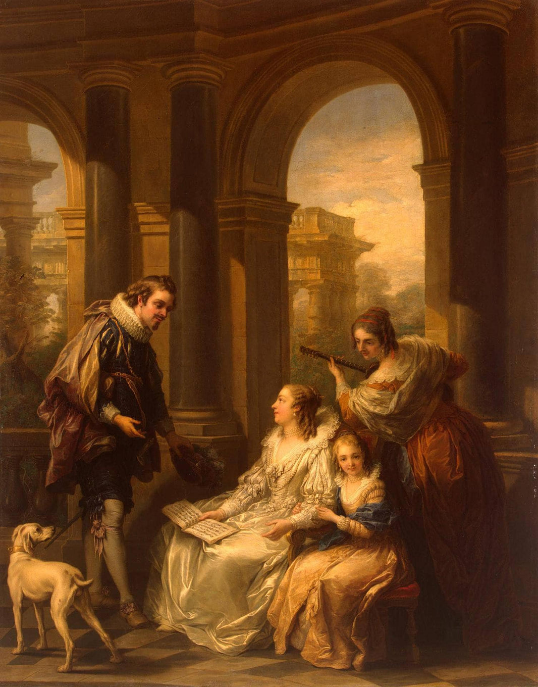 Spanish Concert (Spanish Ð¡onversation) by Charles-Andre van Loo (Carle van Loo) — hand-painted portrait oil painting reproduction on canvas