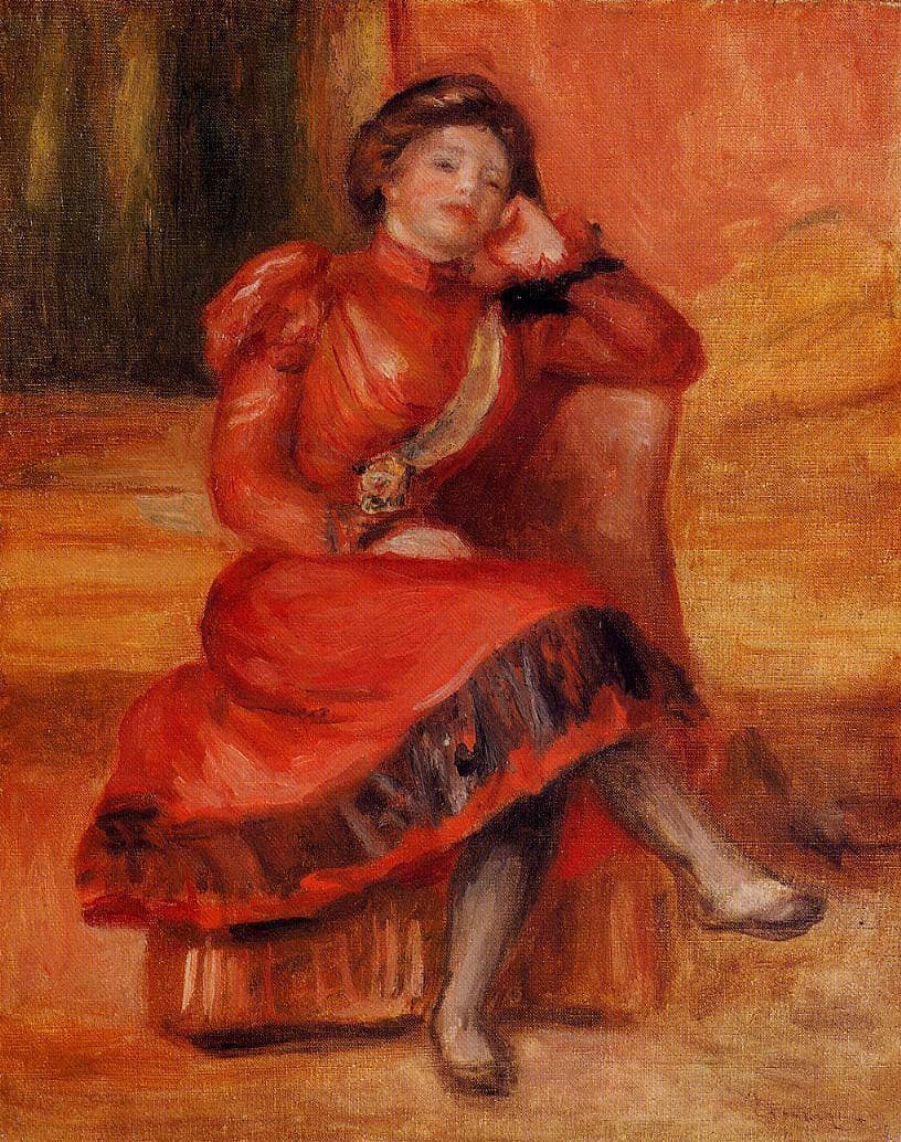Spanish Dancer in a Red Dress by Pierre-Auguste Renoir — hand-painted portrait oil painting reproduction on canvas