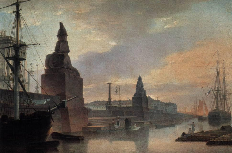 Sphinxes lining a quay in front of St. Petersburg Academy of Arts on gallery wrap