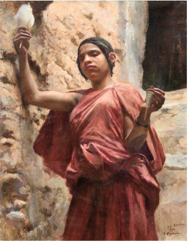 Spinner from El Kantara by Émile Friant — hand-painted portrait oil painting reproduction on canvas