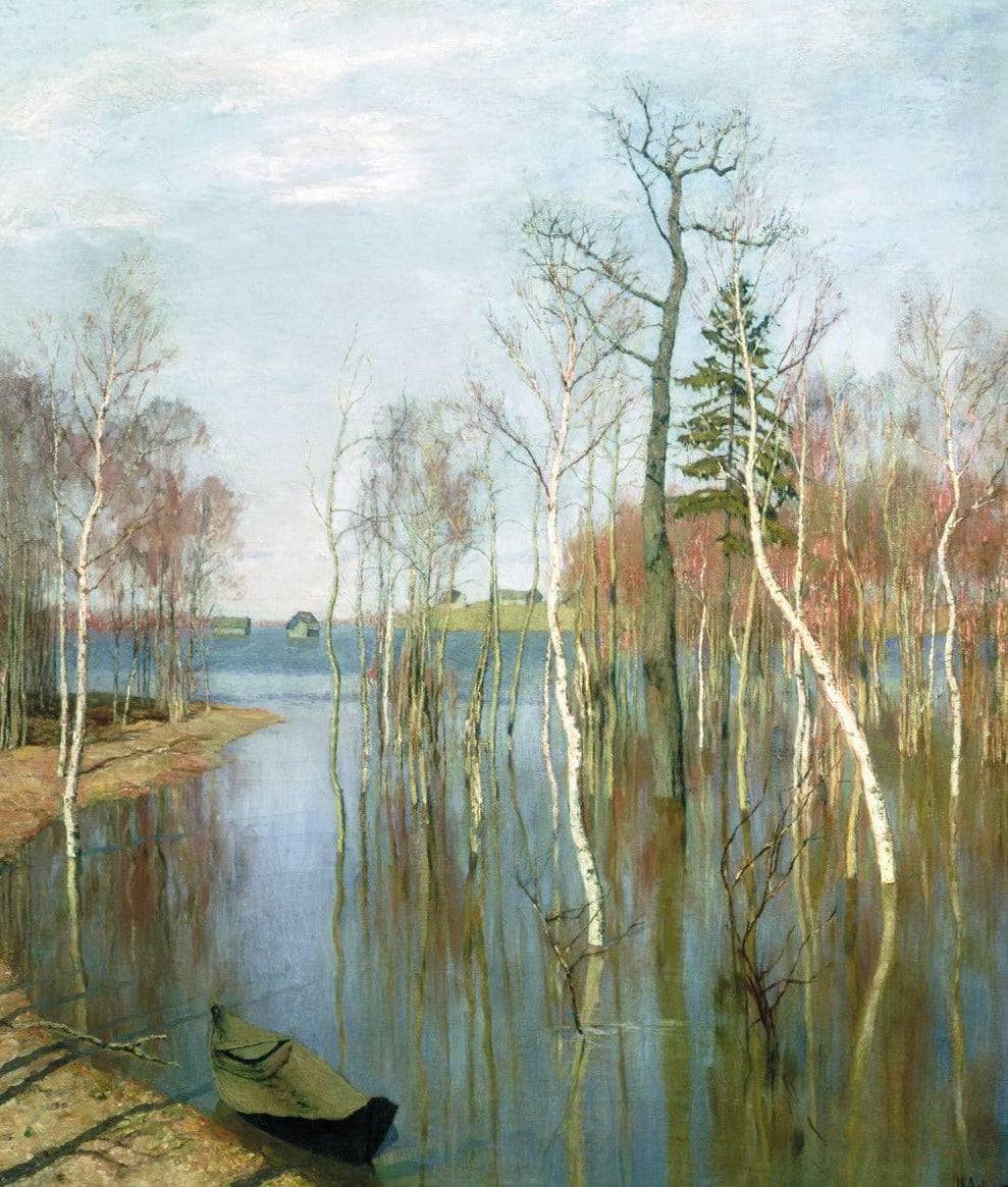 Spring. High waters. by Isaac Levitan — hand-painted botanical oil painting reproduction on canvas