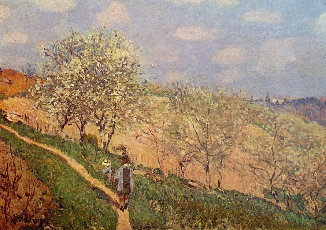 Spring in Bougival by Alfred Sisley — hand-painted botanical oil painting reproduction on canvas