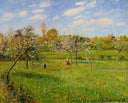 Spring Morning, Cloudy, Eragny by Camille Pissarro — rural oil painting wall art, Impressionism