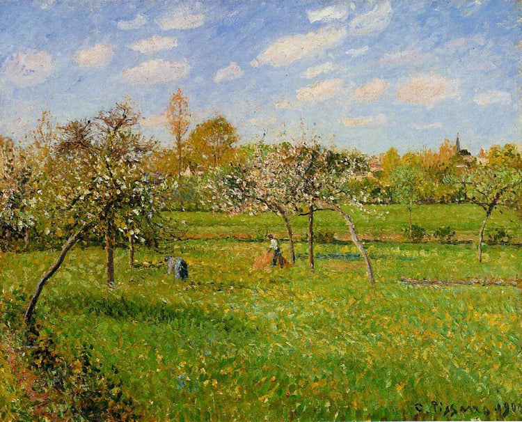 Spring Morning, Cloudy, Eragny - Camille Pissarro