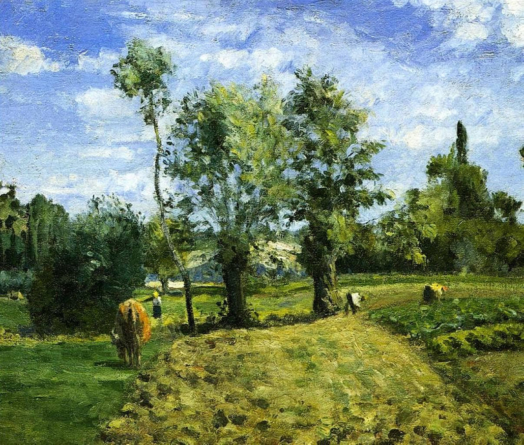 Spring Morning, Pontoise by Camille Pissarro — hand-painted botanical oil painting reproduction on canvas