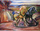 Spring Plowing by Edvard Munch — hand-painted animal oil painting reproduction on canvas