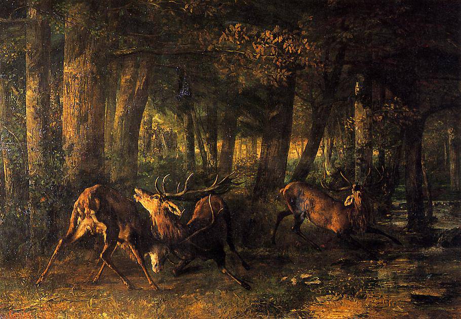 Spring, Stags Fighting - Gustave Courbet