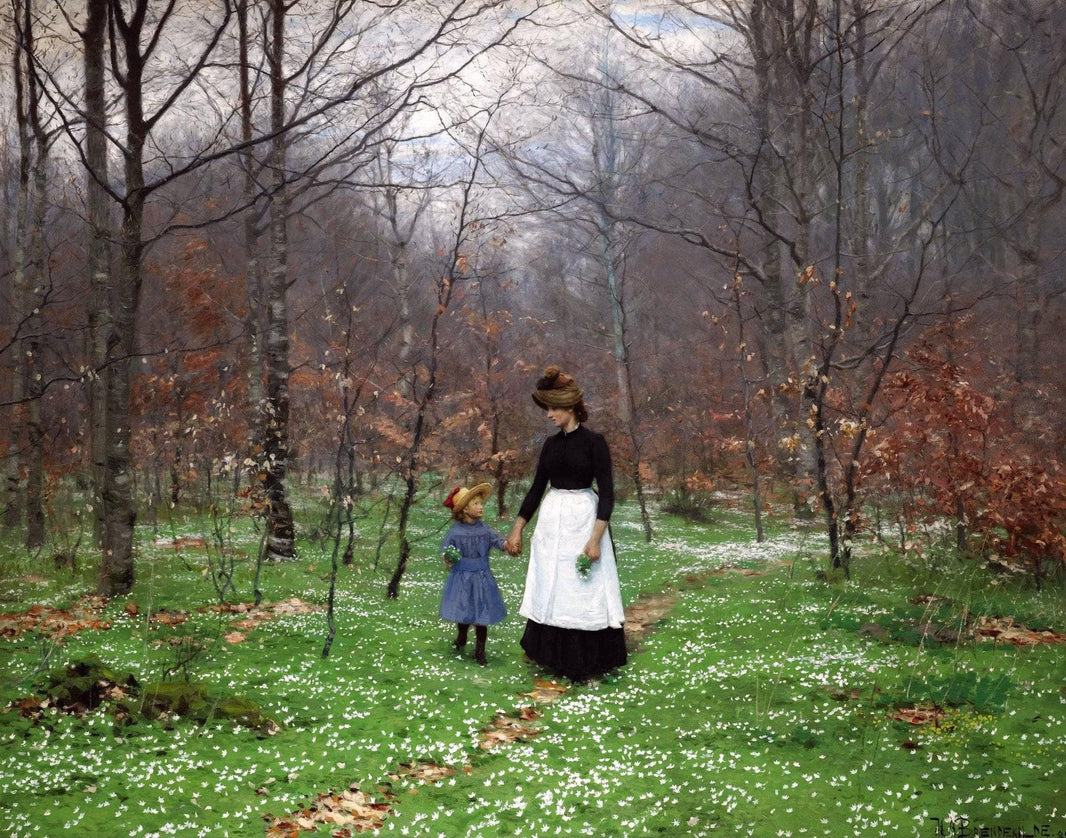 Springtime; the First Anemones by Hans Andersen Brendekilde — hand-painted botanical oil painting reproduction on canvas
