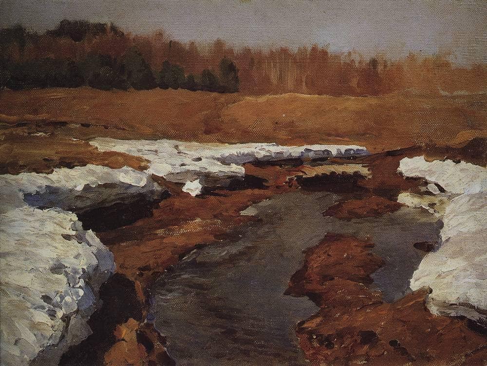 Springtime. The Last Snow. by Isaac Levitan — hand-painted landscape oil painting reproduction on canvas