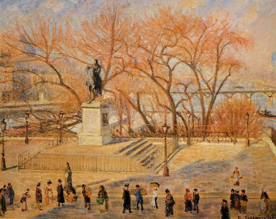 Square du Vert Galant, Sunny Morning by Camille Pissarro — hand-painted botanical oil painting reproduction on canvas