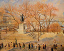 Square du Vert Galant, Sunny Morning by Camille Pissarro — urban oil painting wall art, Impressionism