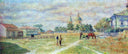Square in the village Mikhailovskaya by Ilya Mashkov, rural oil painting wall art, Impressionism