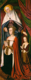St. Anne presenting Anne of France and her daughter, Suzanne of Bourbon - right wing of The Bourbon Altarpiece by Jean Hey, religion oil painting wall art, Northern Renaissance