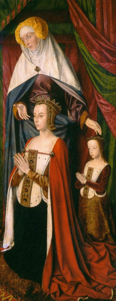 St. Anne presenting Anne of France and her daughter, Suzanne of Bourbon - right wing of The Bourbon Altarpiece