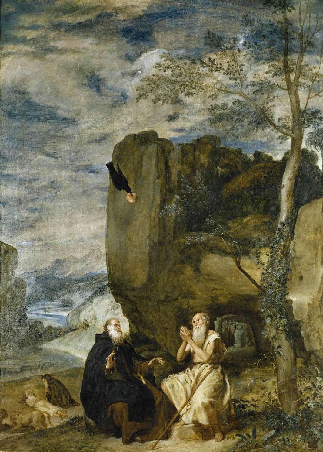 St. Anthony the Abbot and St. Paul the First Hermit by Diego Velazquez — hand-painted landscape oil painting reproduction on canvas