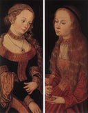 St. Catherine and St. Barbara by Lucas Cranach the Elder — religion oil painting wall art, Northern Renaissance