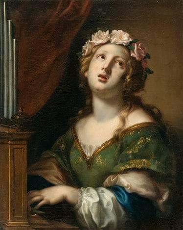 St. Cecilia at the organ by Onorio Marinari — hand-painted portrait oil painting reproduction on canvas
