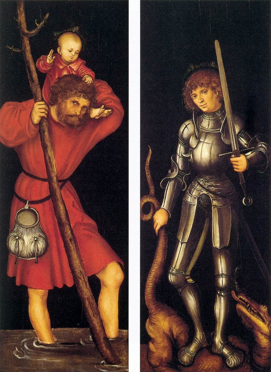 St. Christopher and St. George by Lucas Cranach the Elder — hand-painted cultural oil painting reproduction on canvas