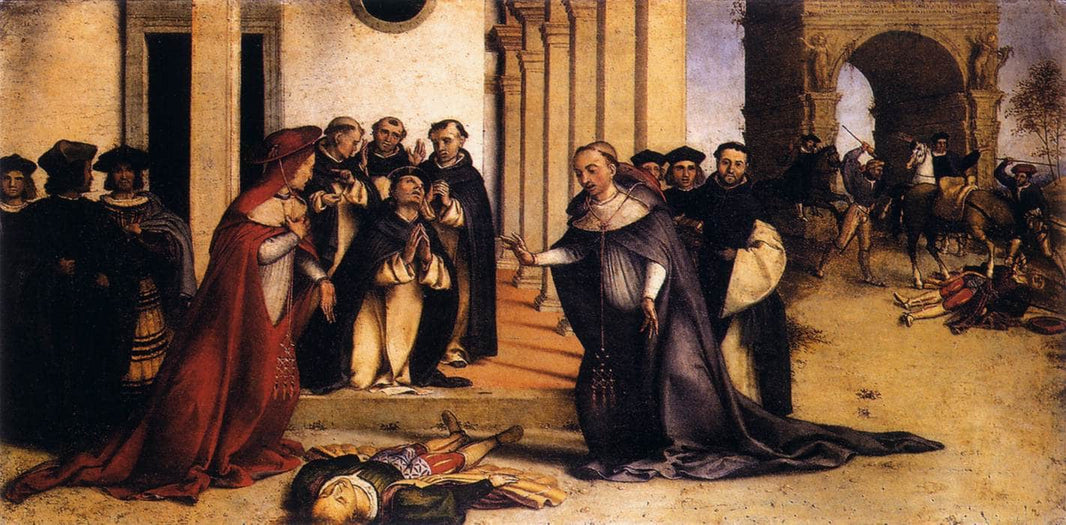 St. Dominic Raises Napoleone Orsini by Lorenzo Lotto, hand-painted cultural oil painting reproduction on canvas