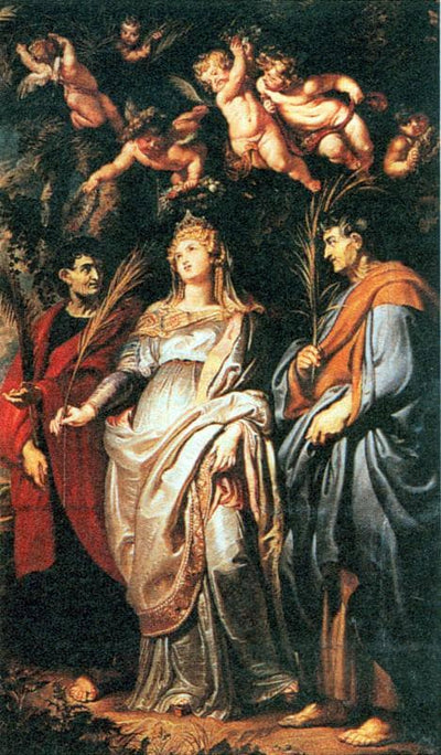 St. Domitilla with St. Nereus and St. Achilleus in entryway