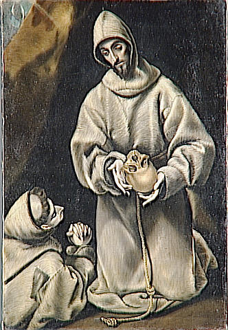 St. Francis and brother Leo meditating on death - El Greco