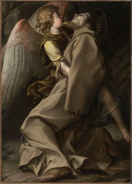 St Francis supported by an Angel by Orazio Gentileschi — hand-painted cultural oil painting reproduction on canvas