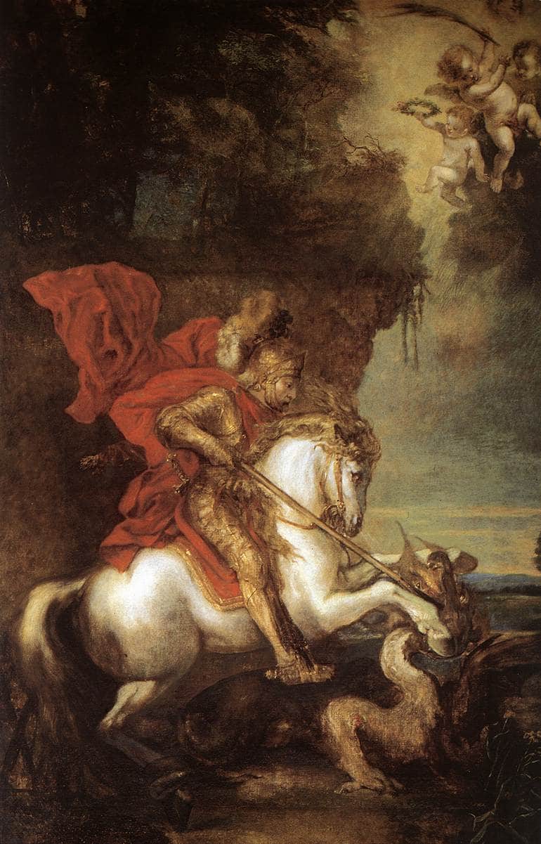 St George and the Dragon by Anthony van Dyck — hand-painted cultural oil painting reproduction on canvas