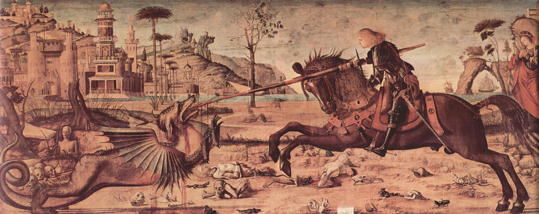 St. George Killing the Dragon by Vittore Carpaccio, hand-painted animal oil painting reproduction on canvas