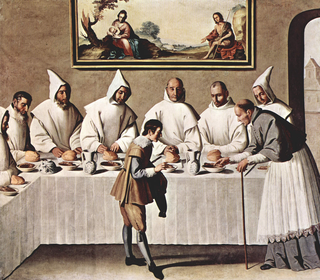 St. Hugh of Cluny in the Refectory of the Carthusians by Francisco de Zurbaran — hand-painted portrait oil painting reproduction on canvas