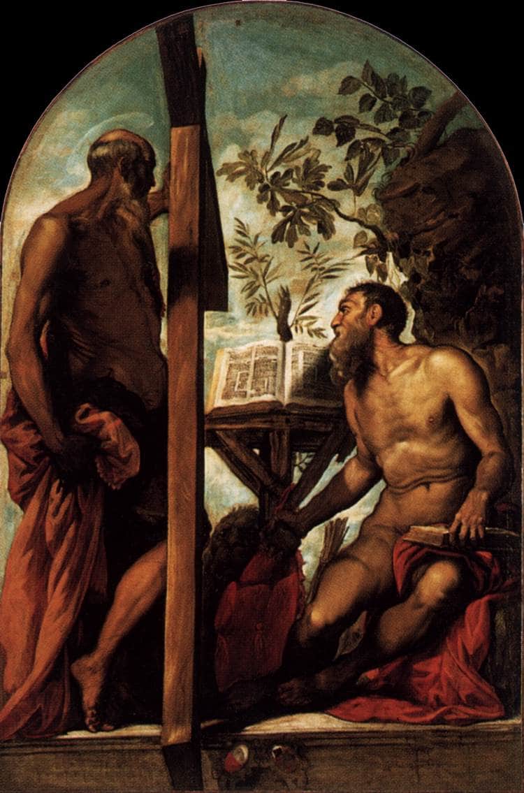 St Jerome and St Andrew by Tintoretto — hand-painted cultural oil painting reproduction on canvas