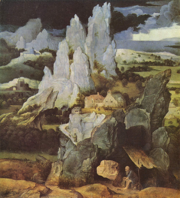 St. Jerome in Rocky Landscape by Joachim Patinir — hand-painted landscape oil painting reproduction on canvas