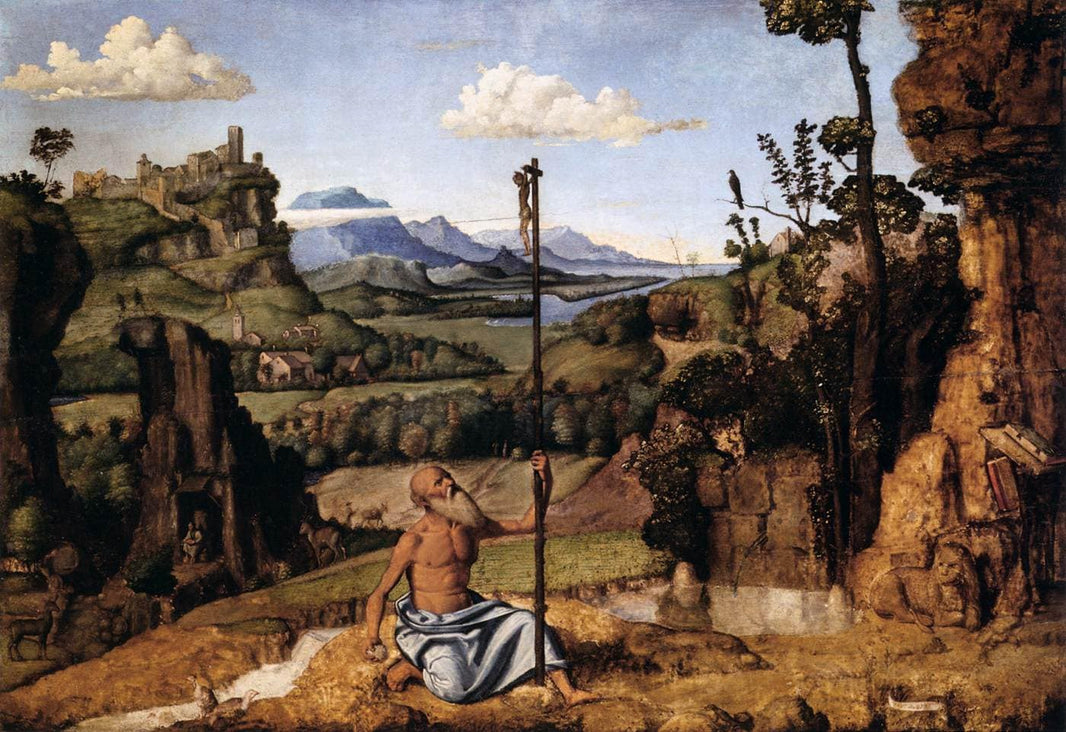St. Jerome in the Wilderness by Cima da Conegliano — hand-painted landscape oil painting reproduction on canvas