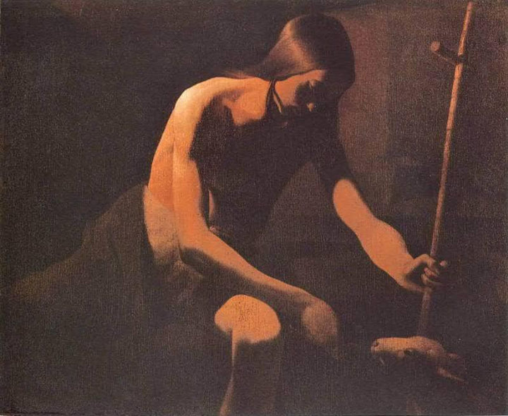 St. John the Baptist in the Desert by Georges de la Tour — hand-painted portrait oil painting reproduction on canvas