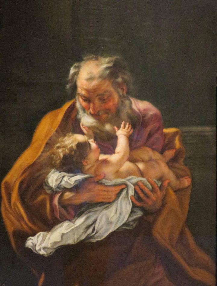 St. Joseph and the Infant Christ by Giovanni Battista Gaulli — hand-painted cultural oil painting reproduction on canvas