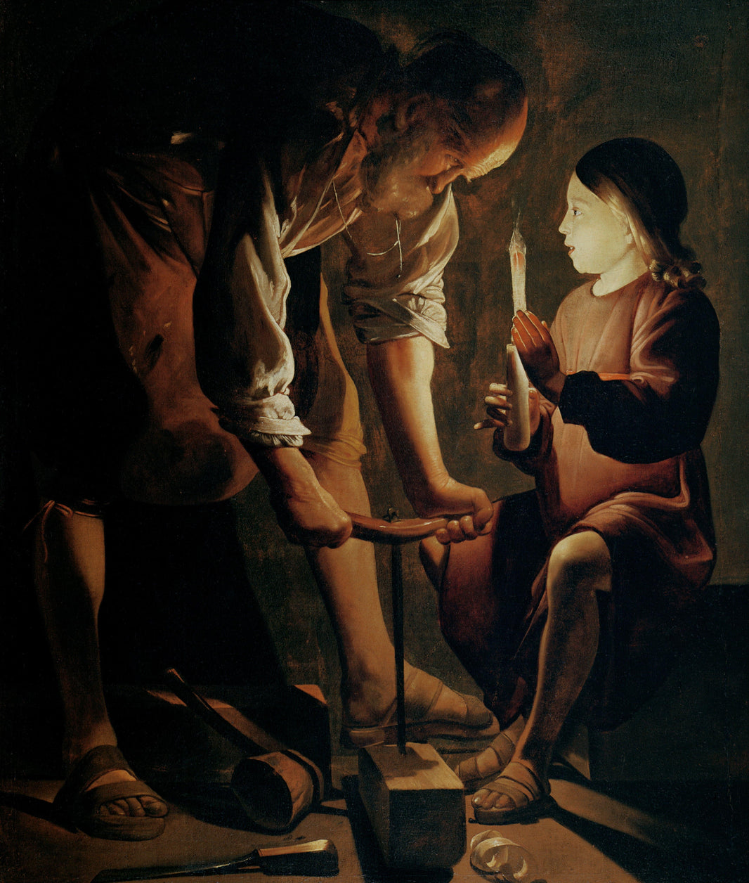 St. Joseph, the Carpenter by Georges de la Tour — hand-painted abstract oil painting reproduction on canvas