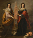 St. Justina and St. Rufina by Bartolome Esteban Murillo — religion oil painting wall art, Baroque
