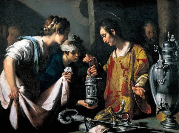 St. Lawrence Distributing the Riches of the Church by Bernardo Strozzi — hand-painted portrait oil painting reproduction on canvas
