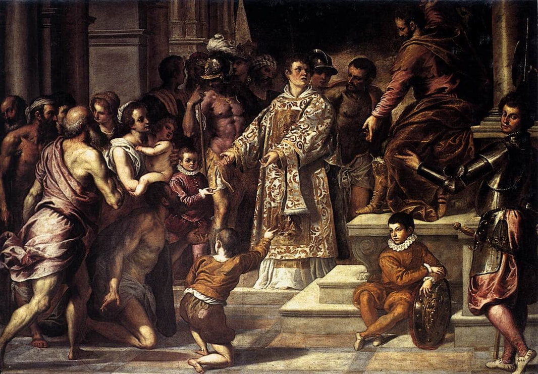 St Lawrence Giving the Wealth to the Poor by Palma il Giovane — hand-painted cultural oil painting reproduction on canvas