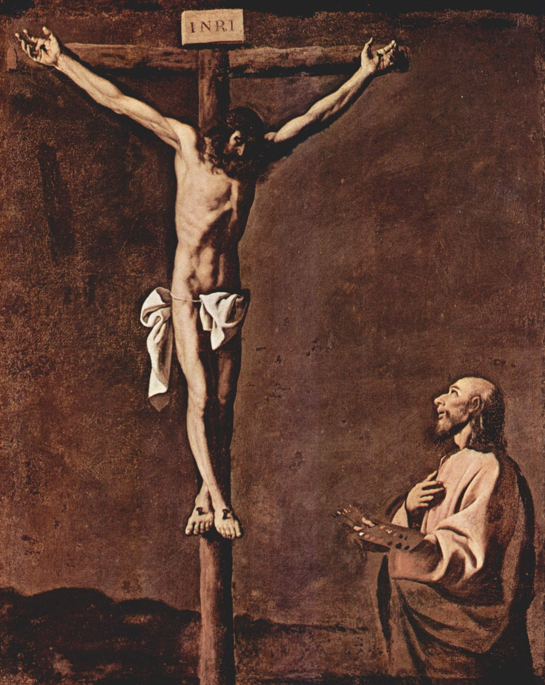 St. Luke as a Painter before Christ on the Cross by Francisco de Zurbaran — hand-painted cultural oil painting reproduction on canvas