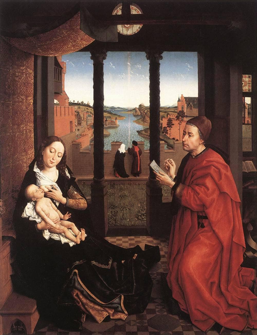 St. Luke Drawing a Portrait of the Virgin Mary by Rogier van der Weyden — hand-painted cultural oil painting reproduction on canvas