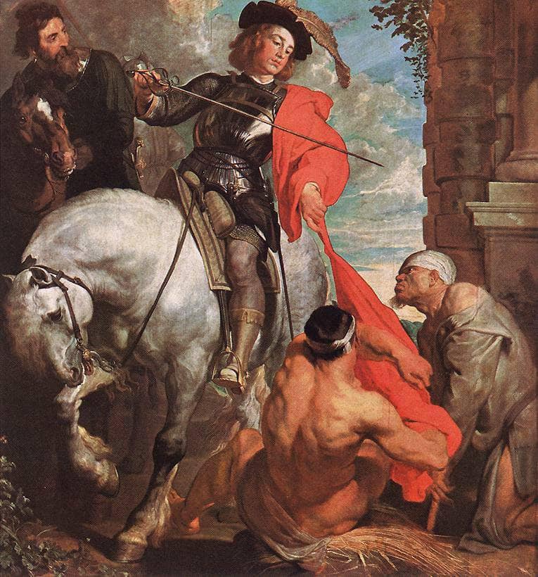 St Martin Dividing his Cloak by Anthony van Dyck — hand-painted animal oil painting reproduction on canvas