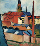 St. Mary's with Houses and Chimney (Bonn) by August Macke — city oil painting wall art, Expressionism