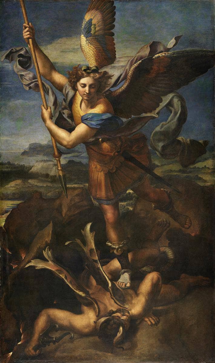 St. Michael Overwhelming the Demon on gallery wrap