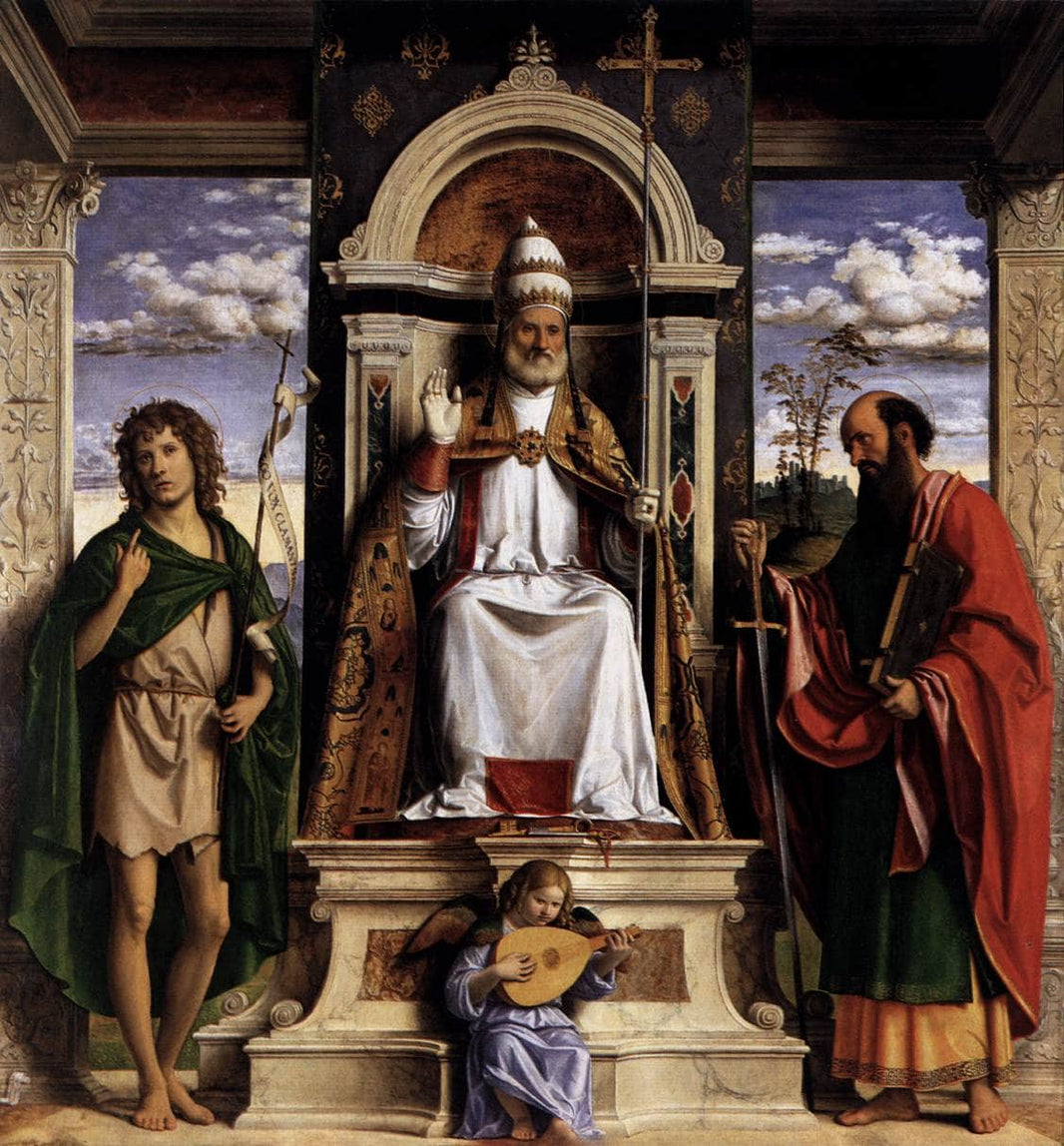 St. Peter Enthroned with Saints by Cima da Conegliano — hand-painted cultural oil painting reproduction on canvas