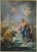 St. Peter Invited to Walk on the Water by Francois Boucher — religion oil painting wall art, Rococo