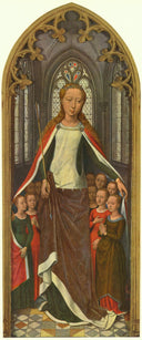St. Ursula and her companions, from the Reliquary of St. Ursula by Hans Memling, religion oil painting wall art, Northern Renaissance