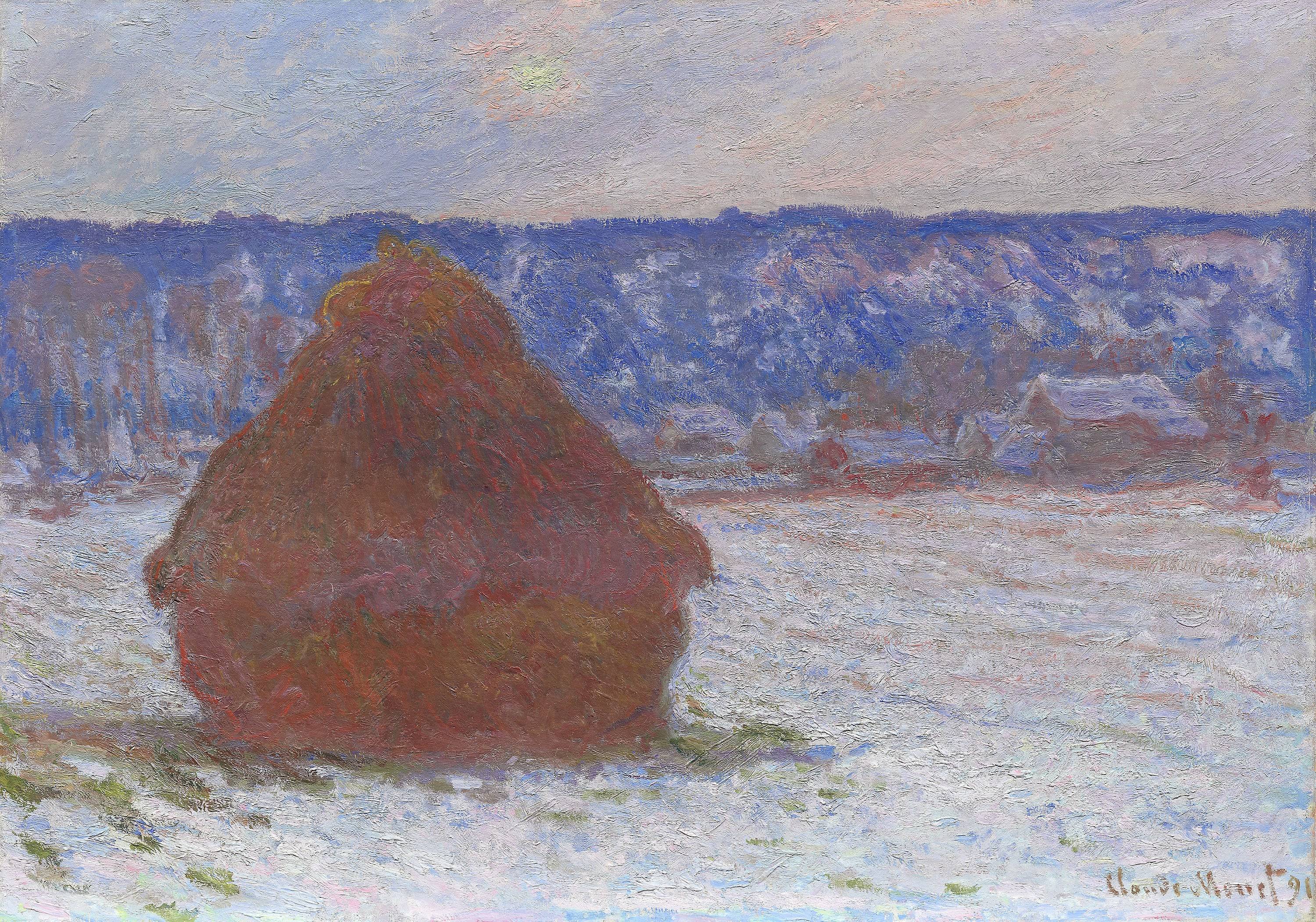 Stack of Wheat (Snow Effect, Overcast Day) - Claude Monet