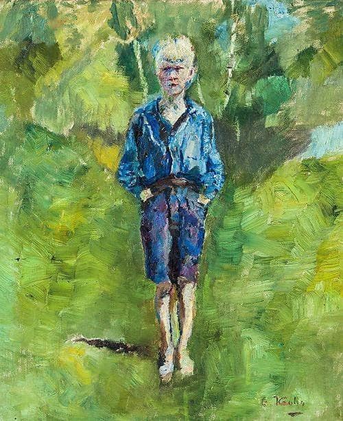 Standing Boy by Oda Krohg — hand-painted portrait oil painting reproduction on canvas