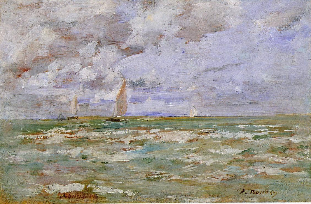 Standing off Deauville by Eugene Boudin — hand-painted landscape oil painting reproduction on canvas