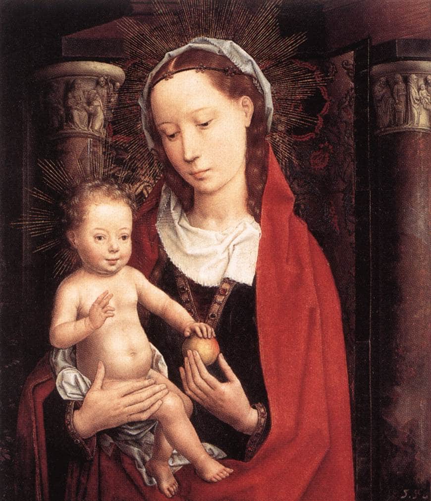 Standing Virgin and Child by Hans Memling — hand-painted cultural oil painting reproduction on canvas